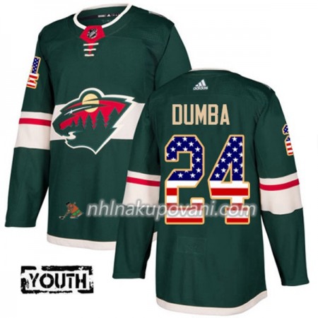 Minnesota Wild Dresy Matt Dumba 24 2017-2018 USA Flag Fashion Zelená Adidas Authentic - Dětské